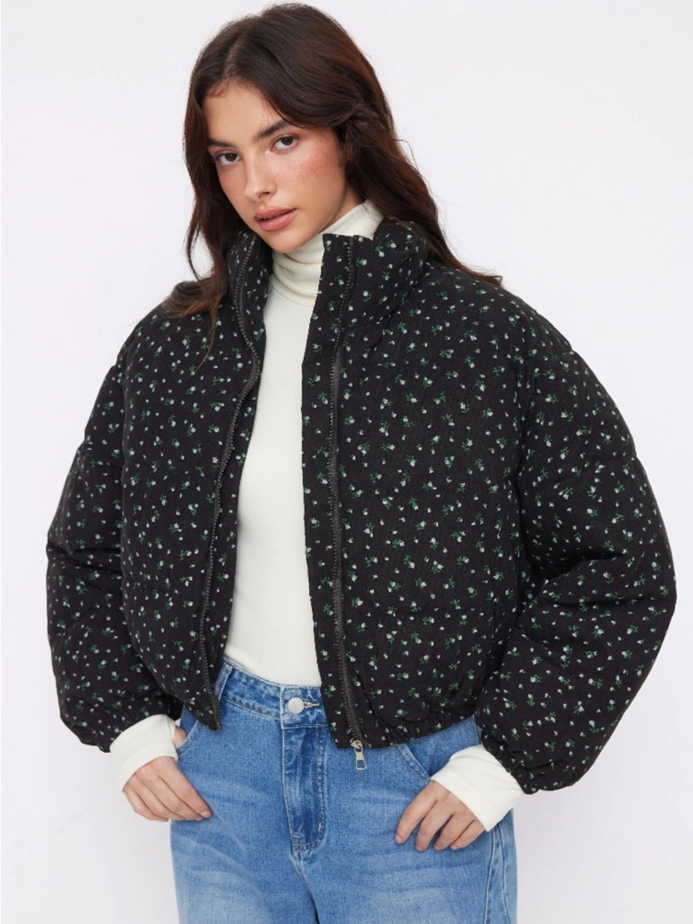 NWT Corduroy Floral Puffer